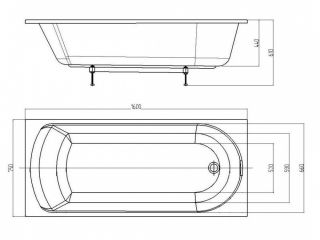 Акриловая ванна АКВАТЕК EFVN160 Ника 160x75 см